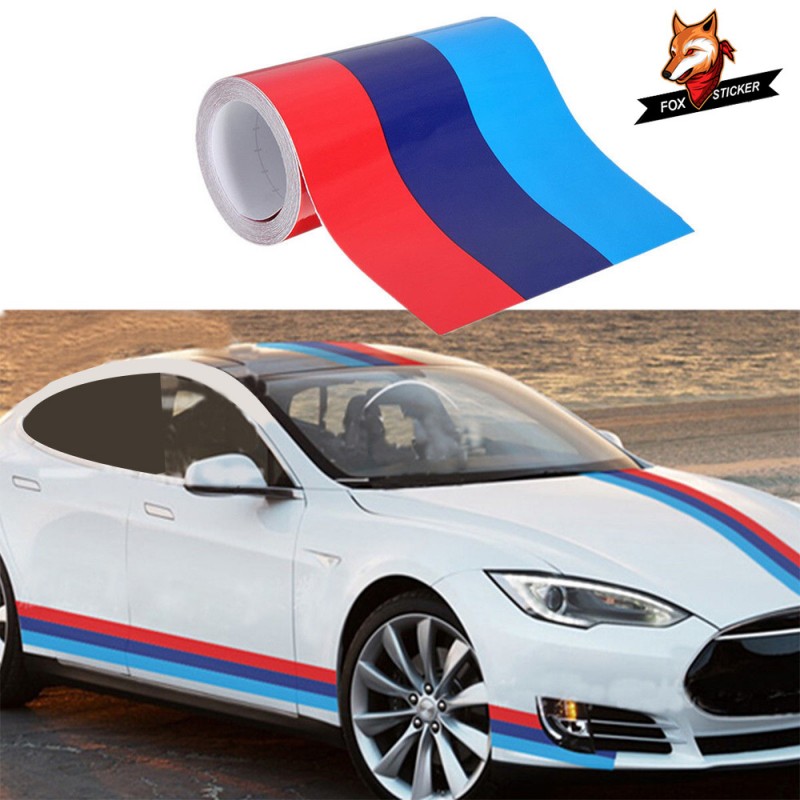 1017 Sticker 5m*15cm PVC Material Tricolor Waterproof Hood Roof Stickers Auto Sport ...