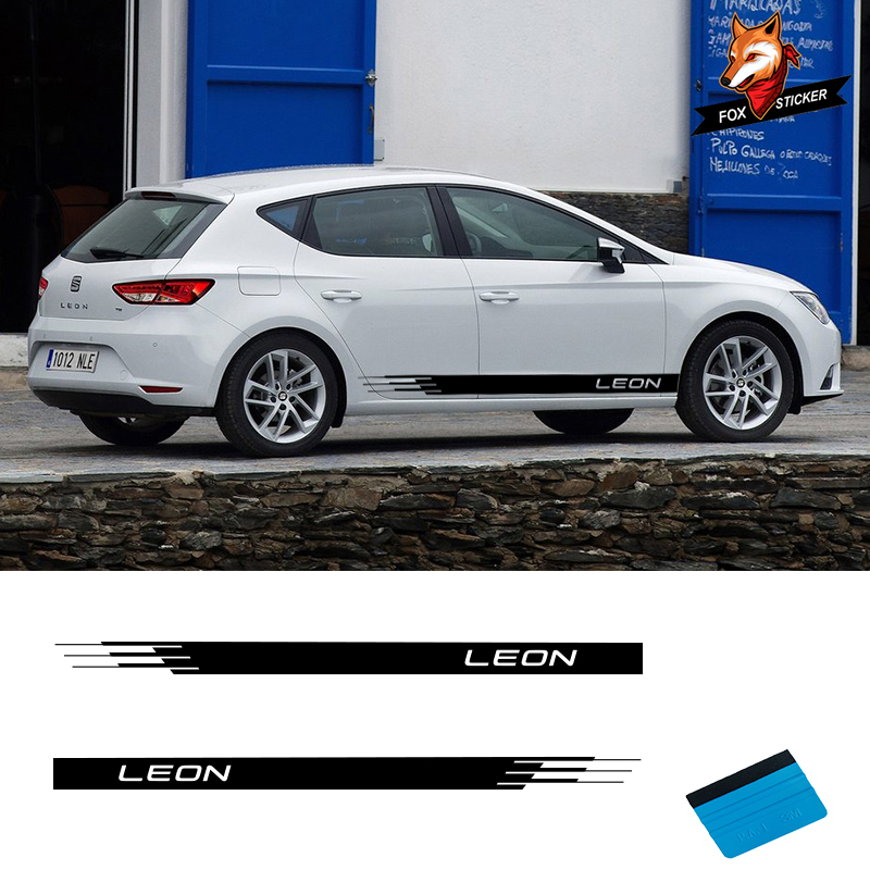 Strisce laterali auto, set adesivi comp. con motivo SEAT LEON